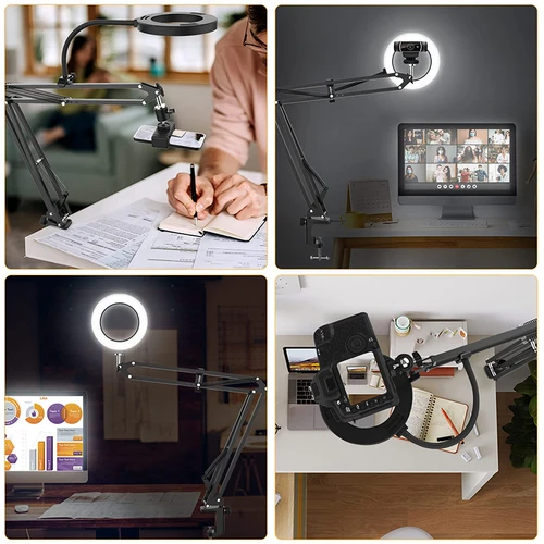 Imagen 2 del producto Trípode DSLR superior para montaje de cámara con anillo de luz, soporte para cámara de escritorio, brazo articulado Canon Nikon, grabación de vídeo y fotografía