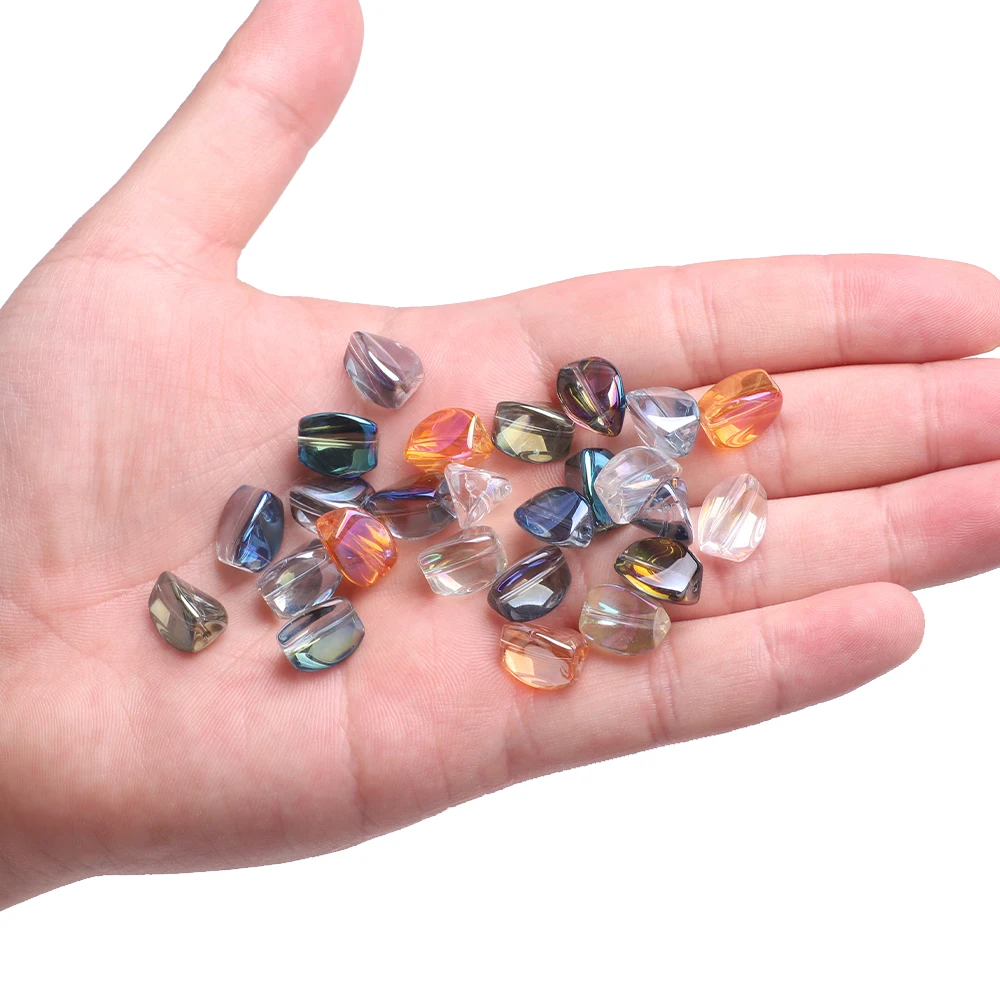 20Pcs 10x12mm Irregular Twist Crystal Glass Beads for Jewelry Making Bracelet DIY Handmade Necklace Beaded Accessories Supplies