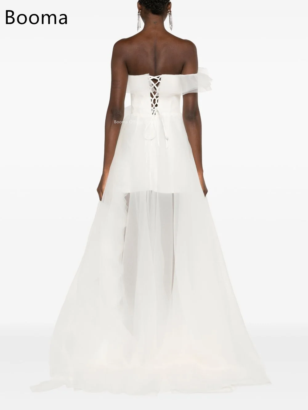 Booma a-line فساتين زفاف أنيقة بكتف واحد مطوي على شكل زهرة بدون أكمام فستان عرائس بسيط مصنوع حسب الطلب 2025