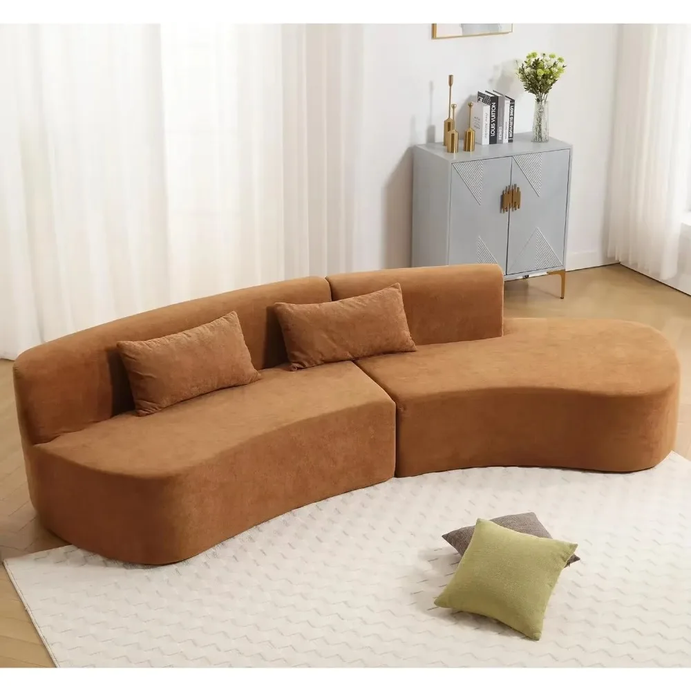 

118.1 Inch Curved Sectional Sofa Couch for Living Room, Minimalist Modular Sectional Sofa, Comfy Cashmere Fabric Cloud Couch