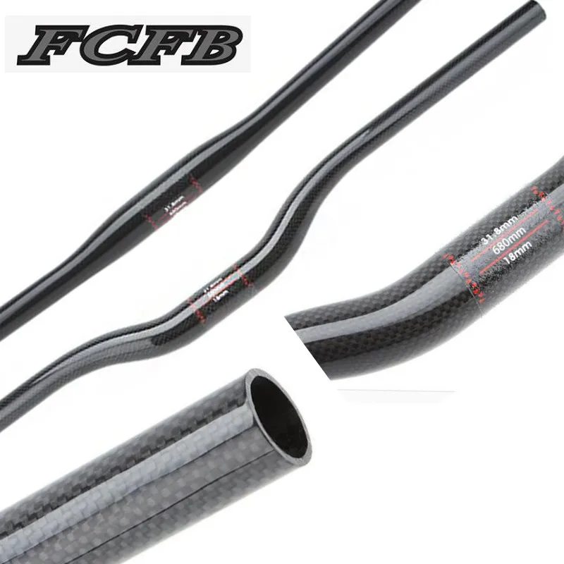 Ultralight 3K błyszczący Carbon handbar rowerowy kierownica MTB wzrost kierownica roweru górskiego 31.8mm 600-760mm FCFB