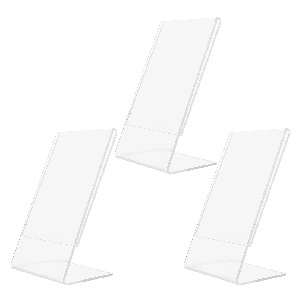 3 Pcs Photo Frame Vendor Holder Collage Flyer Display Stand Pictures Racks Office Decorations for Work Clear Acrylic Bracket