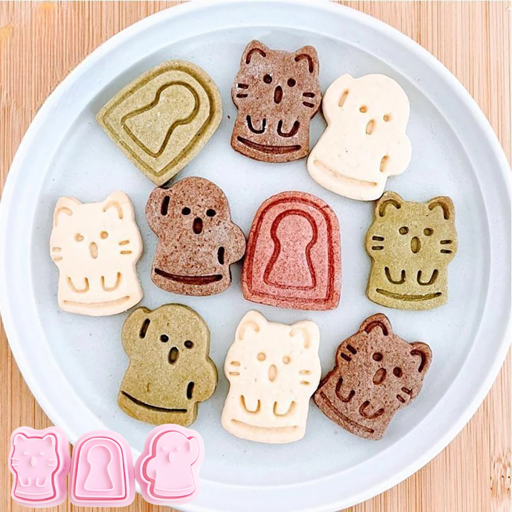 

3pcs Mini Cute Cat Cookie Cutters DIY Bakery Tools and Accessories Stampcookie Cutters