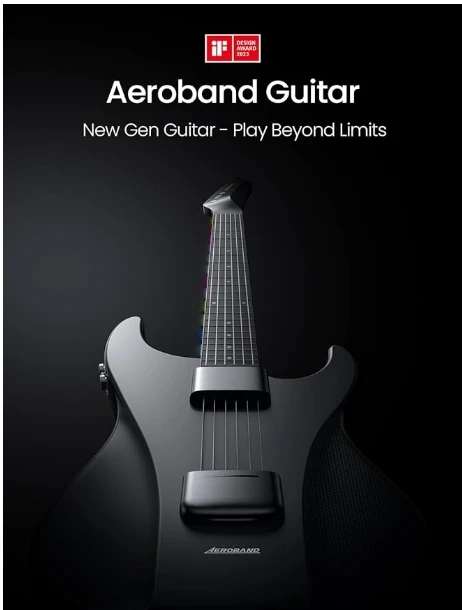 Smart Guitar With Silicone Strings, Travel Silent Guitar With Detachable Fretboard, Headphone Jack, Built-in Speaker and Drum sy