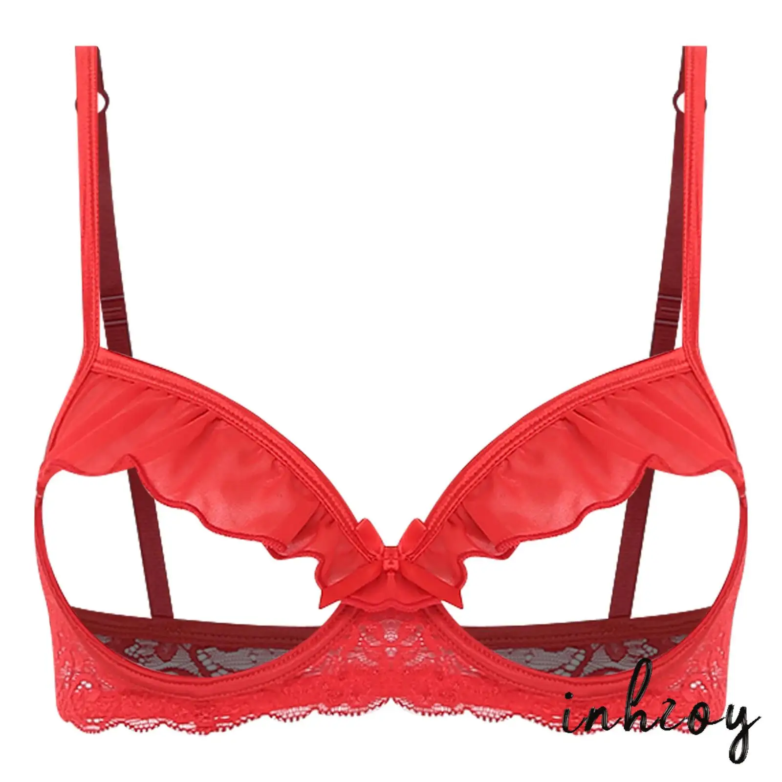 

Женский кружевной бюстгальтер-боди с цветочным узором, открытые чашки, на косточках, с оборками, пуш-ап, для свиданий, годовщины, свадебной ночи