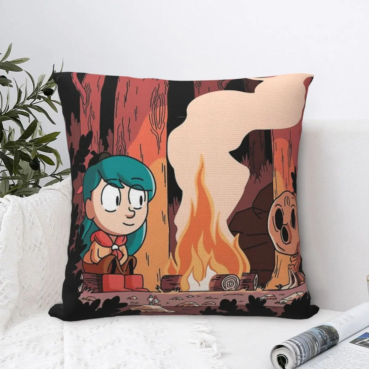 Square Pillow Polyester Cushion Cover Hilda Frida David Cartoon Serials for Home Chair Decorative Reusable