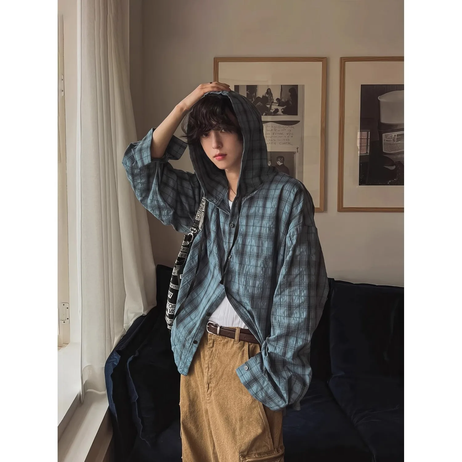 Man Shirts 2025 New Textured Plaid Physical Sun Protection Shirt Summer Thin Couples' Versatile Shirt  Men & Women