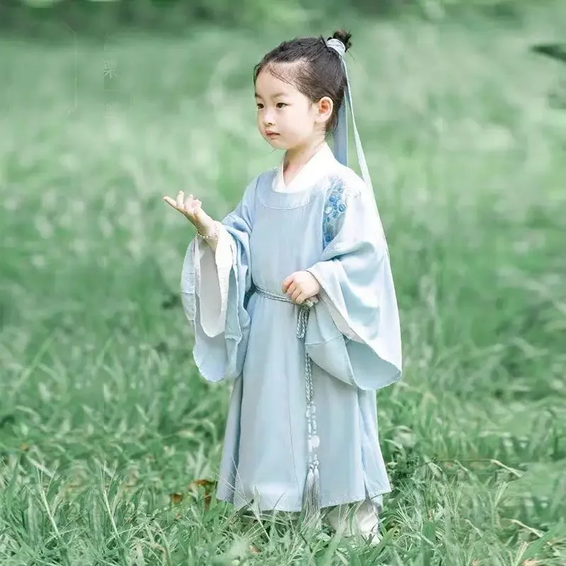 

2023 Autumn Antique Blue Boys Long Sleeved Hanfu Children's Kawaii Kids Prince Role Performance Costumes Halloween Christmas