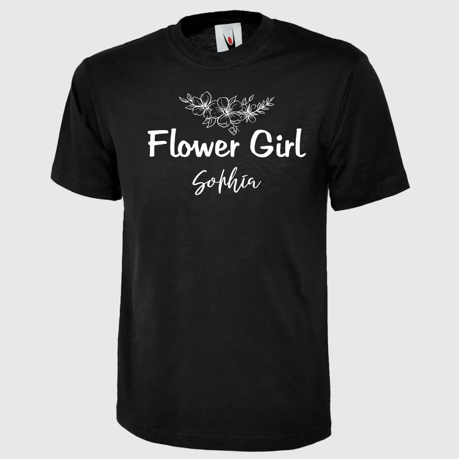 Personalisiertes Blumenmädchen T Shirt individueller Name Blume bedruckt passend Kinder Top vintage Washed fashion