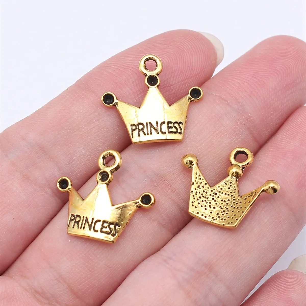 WYSIWYG 20pcs 17x19mm 2 Colors Princess Crown Charms Pendant For DIY Jewelry Making Handmade Jewelry Craft Findings