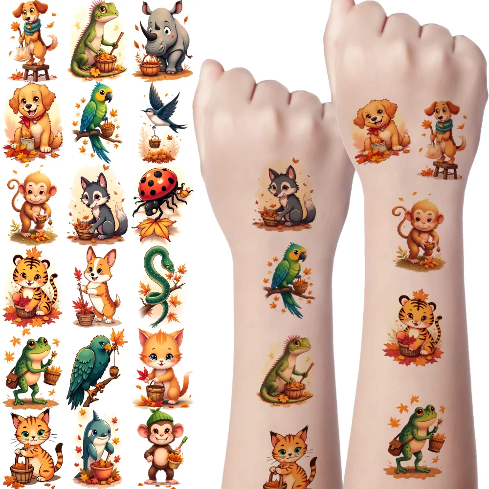 

54pcs Temporary Tattoo Cute Stickers Cartoon Animal Stickers Temporary Tattoo Stickers For Shoulders Boys Arms