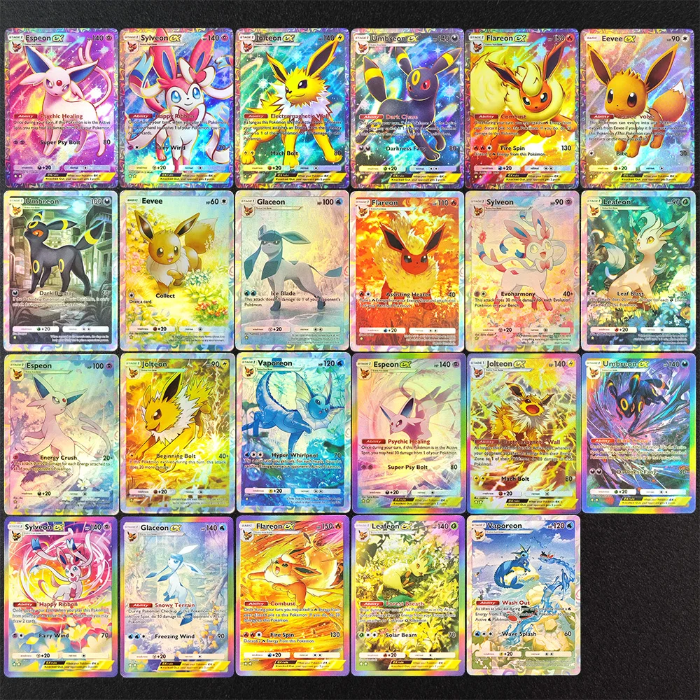 

DIY BKM TCG Pocket English Eevee Vaporeon Flareon Umbreon Espeon Leafeon Glaceon Sylveon Jolteon Game Collection Card Toy