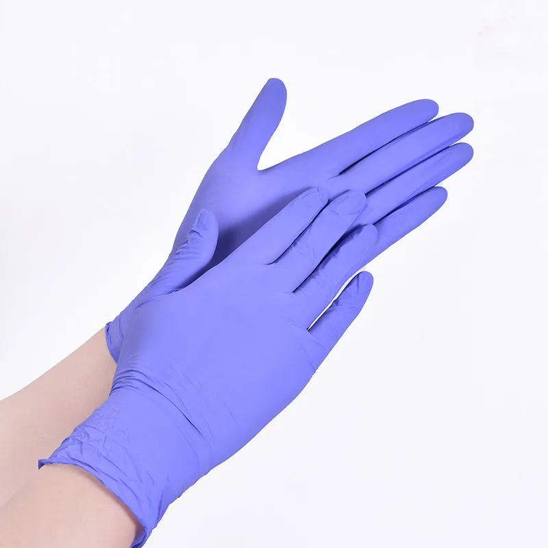 100PCS Disposable Purple Nitrile Gloves Thickened Waterproof Nitrile Gloves Dishwashing Hair Dyeing Nail Art Cleaning Tools