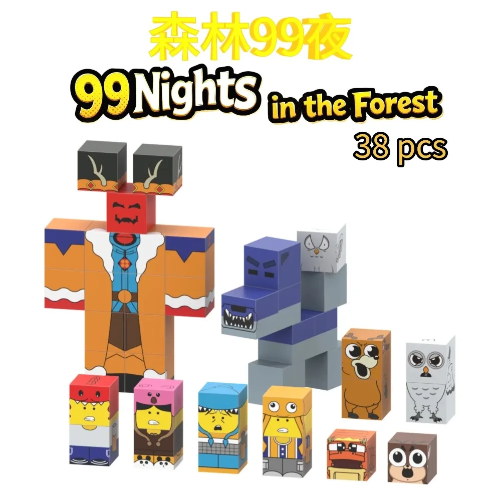Nowe 99 Nocnych Wędrówek w Lesie Magnetyczne Klocki Konstrukcyjne Scena Polowania na Potwornego Jelenia Zabawki Edukacyjne dla Dzieci Prezent