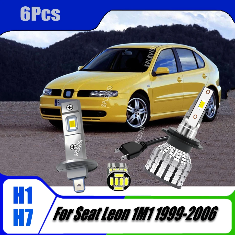 

H1 H7 Headlamp High Low LED White Bulbs 12v- ensures long service life For Seat Leon 1M1 1999 2000 2001 2002 2003 2004 2005 2006