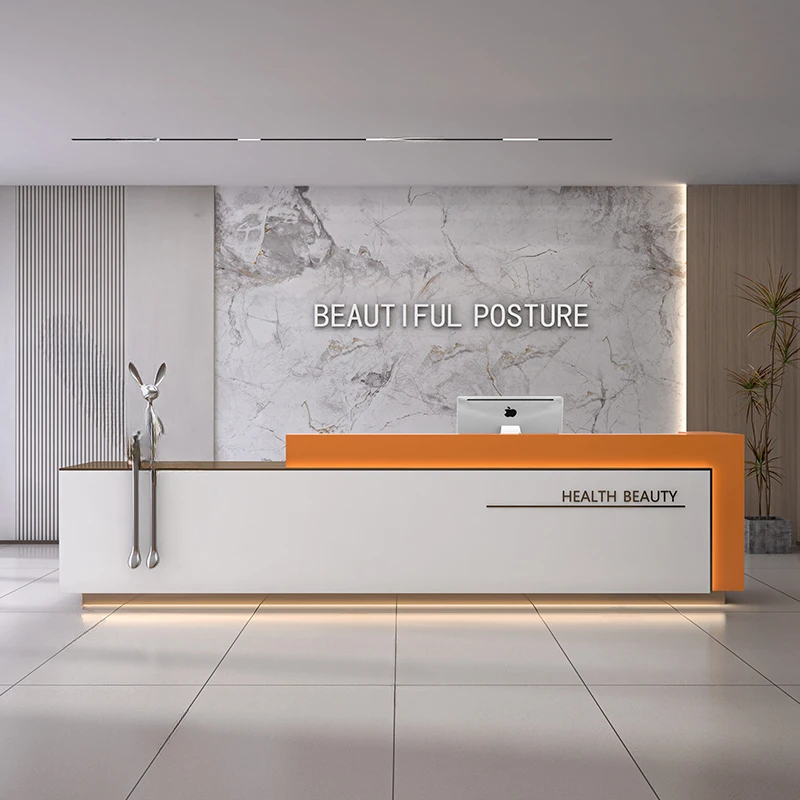 

Lectern Service Reception Desk Salon White Executive Information Long Luxury Front Desk Mobile Comptoir De Caisse Furniture