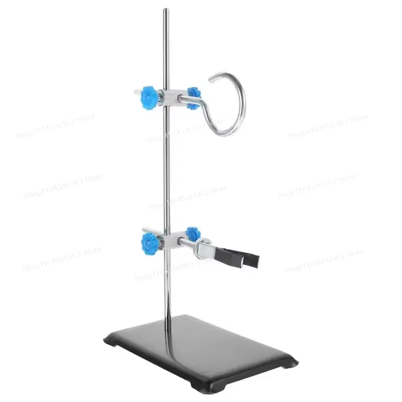 Stainless Steel Lab Support Stand Set with Cross Clamp, Fixed Clamp, Small & Large Thickened Iron Rings for Chemistry Experiment