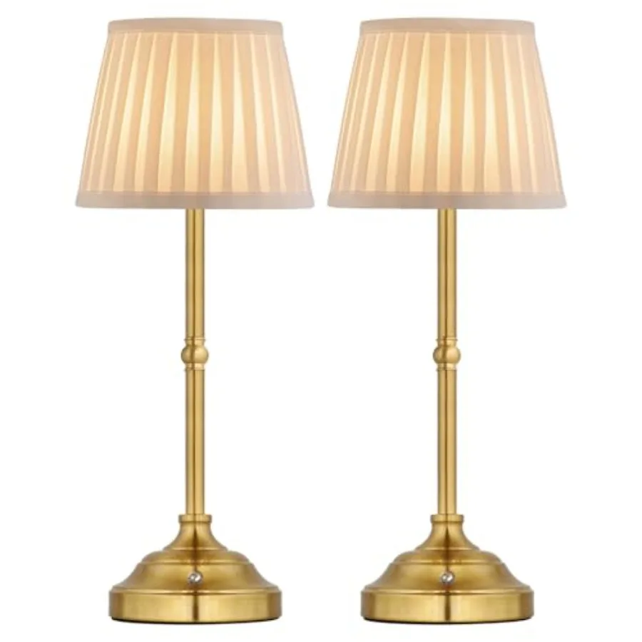 

Set of 2 Cordless Wireless Rechargeable Touch Battery Operated LED Dimmable Powered Table Lamp for Bedroom Bedside Dining Dinne