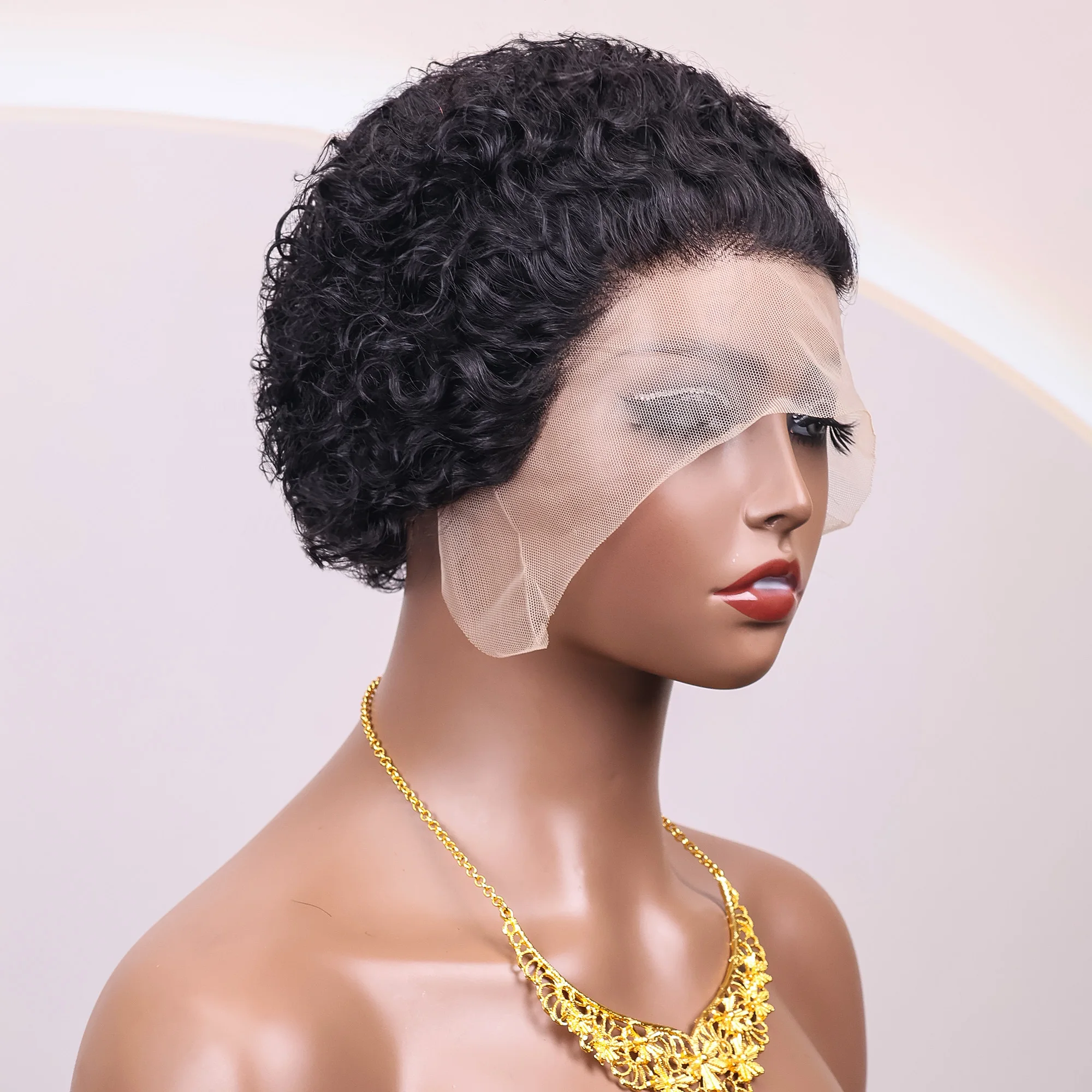 Peluca corta Afro Puff para mujeres negras، pelucas Brasilñas de encaje frontal 13x1، اللون الطبيعي، ريزادو، كورتي بيكسي، كابيل
