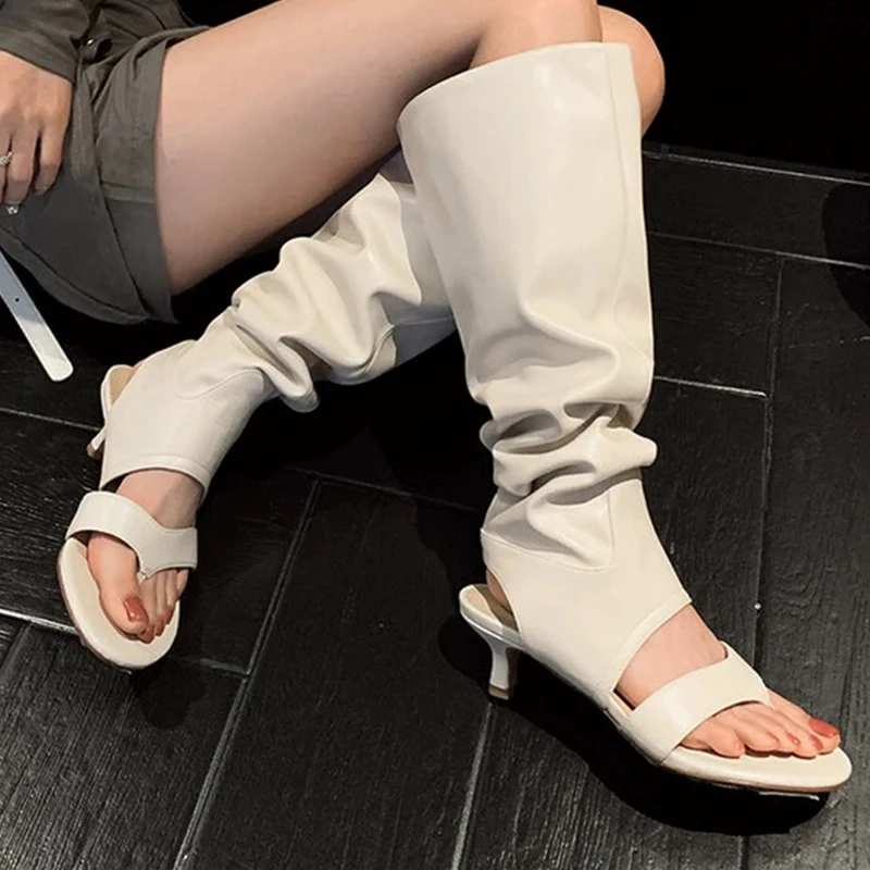 Mid Heels Clip Toe Shoes Women Dress Sandals Designer New Trend Slippers Fashion Casual Walking Pumps Lady Chaussure