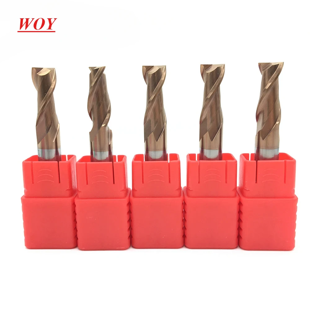 

WOY CNC Milling cutter wood cutter woodworking tools 2 straight flute HRC55 end mill Tungsten Steel milling machine cutting tool