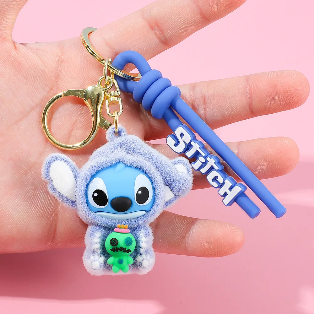Kawaii Zubehör Stitch Plüschtier Lilo&Stitch Schlüsselanhänger Schlüsselanhänger Puppe essen etwas vor dem Schlaf Serie Rucksack Anhänger Mädchen