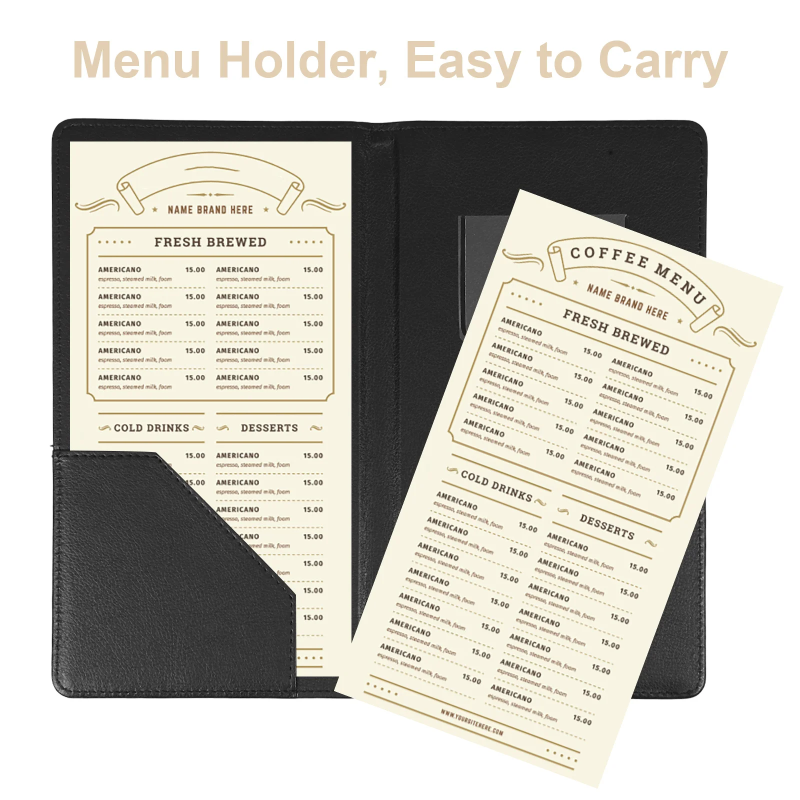 우아한 PU 메뉴 커버 호텔 카페 바 음료 리스트 효율적이고 내구성 있는 세련된 외관 음료 메뉴 북