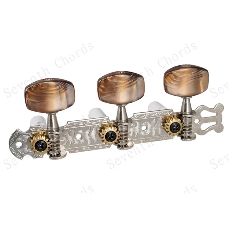 セット 3R3L コーヒービッグスクエアヘッド弦チューナーチューニングペグキーマシンヘッドアコースティックギター交換部品