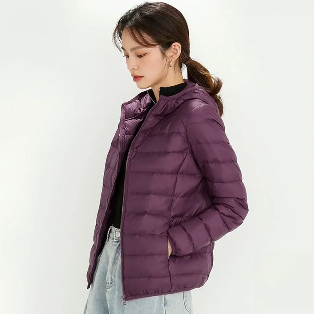 Hooded Down Jacket For Women 2024 Autumn Winter 90% White Duck Down Coat For Woman Keep Warm Ultra-light Portable Puffer Jackets