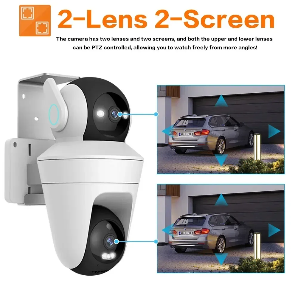 Dual Lens 5K 10MP PTZ IP Camera WiFi with 10X Zoom Dual Screen Display Home Color Night Video Surveillance Camera Auto Tracking