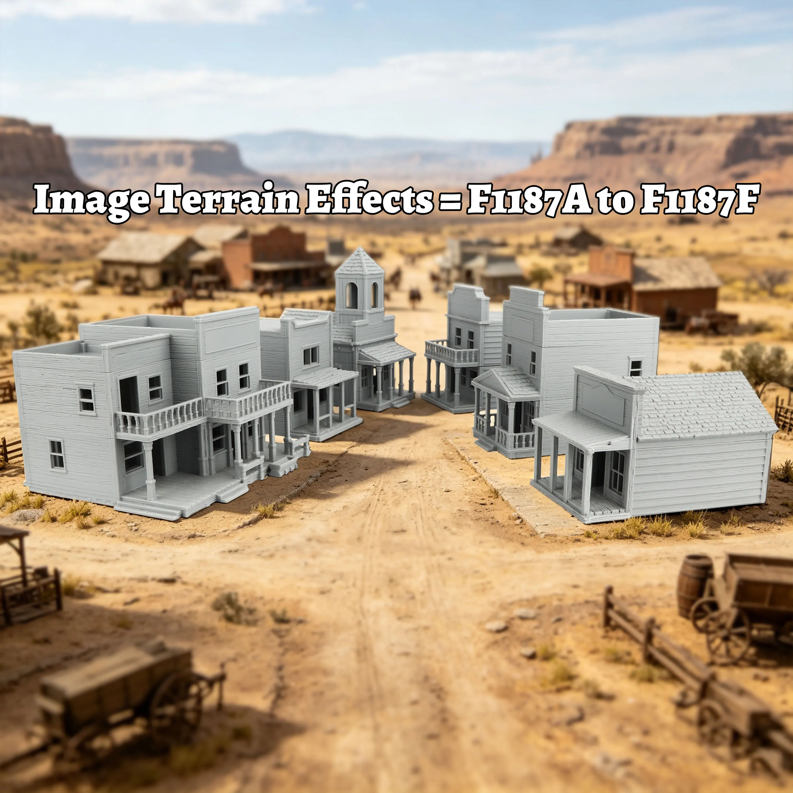 Town Buildings Miniature Terrain, 28-32mm Fantasy Scenery, TTRPG Accessory, Collectible Set, Gift for Frontier, Market & Village