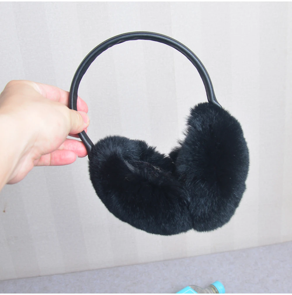 Rex Rabbit Fur Hang Ear Cover Warm Winter Earmuffs Headwear Ear Muffs Fur Earmuffs Cold Ear Warmer Fold Ear Protection Headband