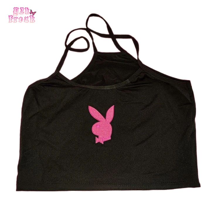 Y2k Tanks Suspender Vest Spice Girl Rabbit Kt Cat Playgirl Embroidered Suspender Vest Handmade Cute Tops Crop Tops