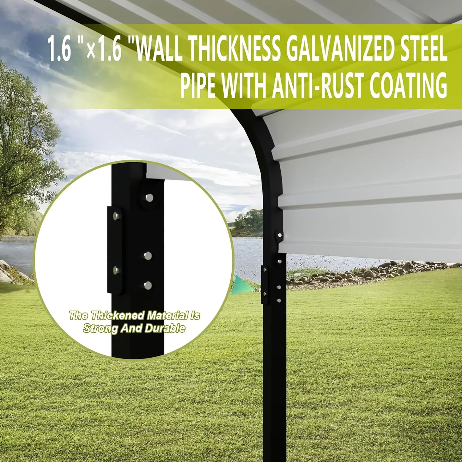 12x20x8.7 FT Carport with Galvanized Steel Roof, Heavy Duty Metal Carport Canopy, Car Shelter Garage for Pickup, Boat, Car