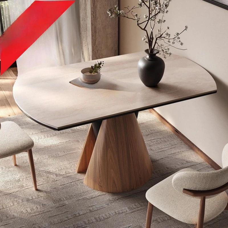 

square dining table household dining room table folding dual-purpose travertine foldable function dining table wabi-sandy wind