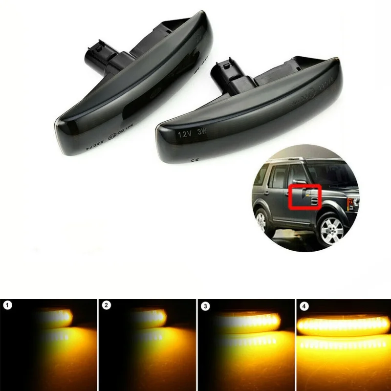 

LED Flowing Turning Side Light Side Marker Lamp For Land Rover Discovery 3 4 Freelander 2 Smoked Side Repeaters Indicator Lights