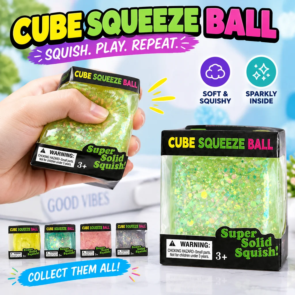 Needoh Style Stress Relief Toy Ice Cube Shape Flow Pattern Bounce Back Squishy Sensory Fidget High Appearance Kids Adults