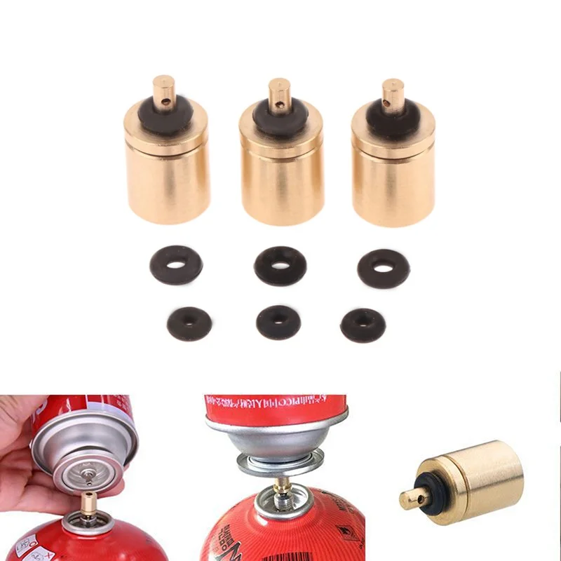 3Pcs Outdoor Camping Gas Refill Adapter Portable Stove Tanks Copper Material Gas Tank Filling Connector With Spare O-rings