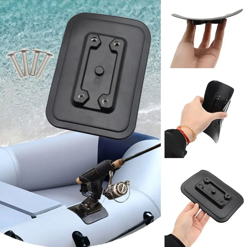

PVC Inflatable Boat Fishing Rod Holder Glue-On Pad Durable Fishing Kayak Accessory Easy To Install Black Fish Mount Fix