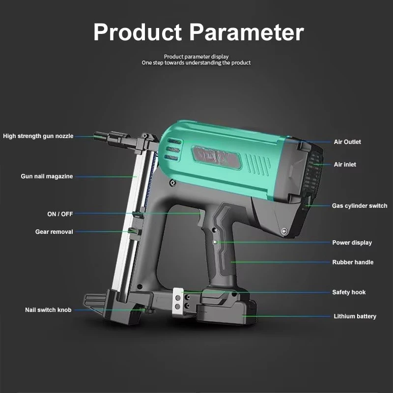 Industrial Grade Battery Powered Frame Nail Gun Brushless Motor 0.0ah Battery Capacity Concrete Nail Structure