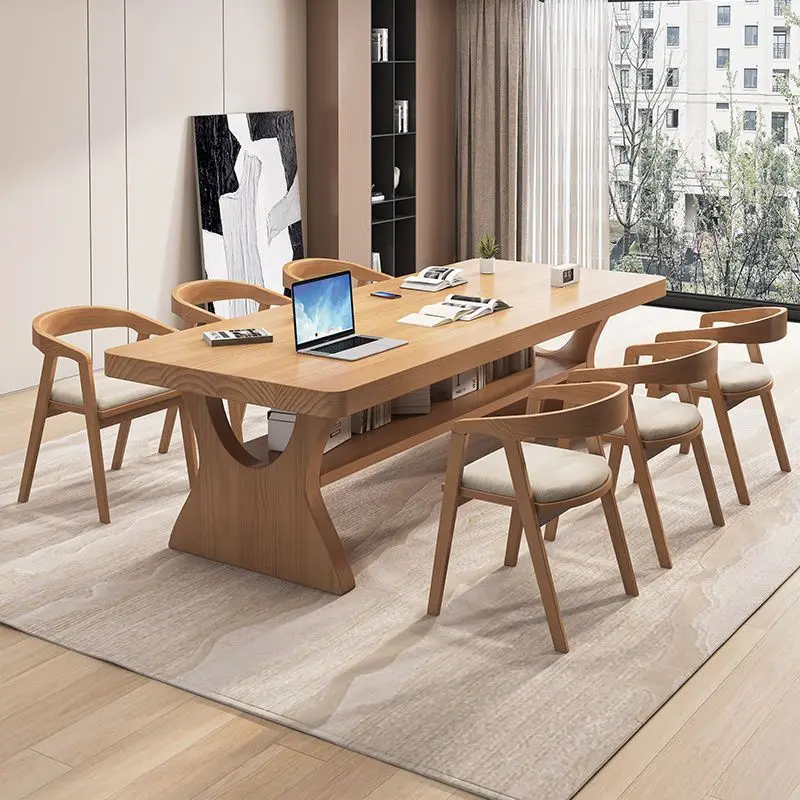 

Solid wood large board table 2025 household dining table living room simple double desk reading study table desk workbench