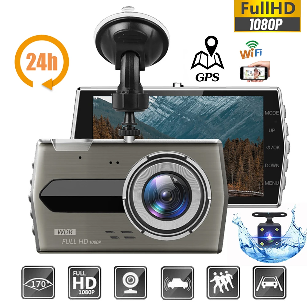 Car DVR WiFi Full HD 1080P Dash Cam Rear View Car Camera Drive Video Recorder Auto Parking Monitor Night Vision GPS Black Box