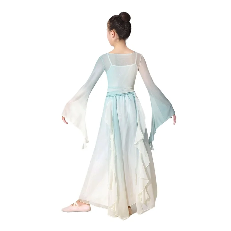 Stroje do tańca klasycznego dla dzieci, eleganckie ubrania z gazy, ubrania do ćwiczeń tanecznych dla dziewcząt, kostiumy sceniczne, starożytny chiński strój.