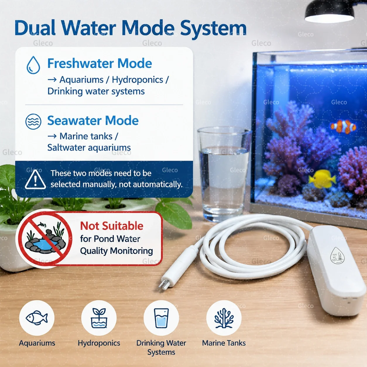 7in1 Zigbee Wasserqualitätssensor Temperatur- und Feuchtigkeitsmesser TDS EC Salzgehalt SG Tester Hausautomation für Home Assistant 2MQTT – Detail 5