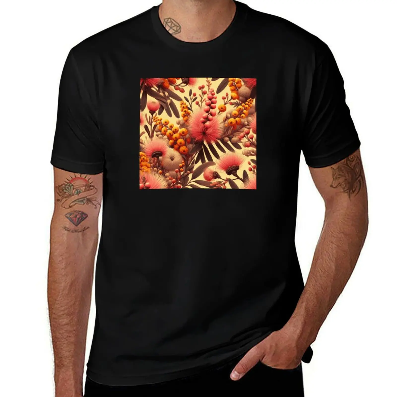 Exotic Flower Wildflowers T-Shirt Basic Solid Tee for Daily Use T-Shirt