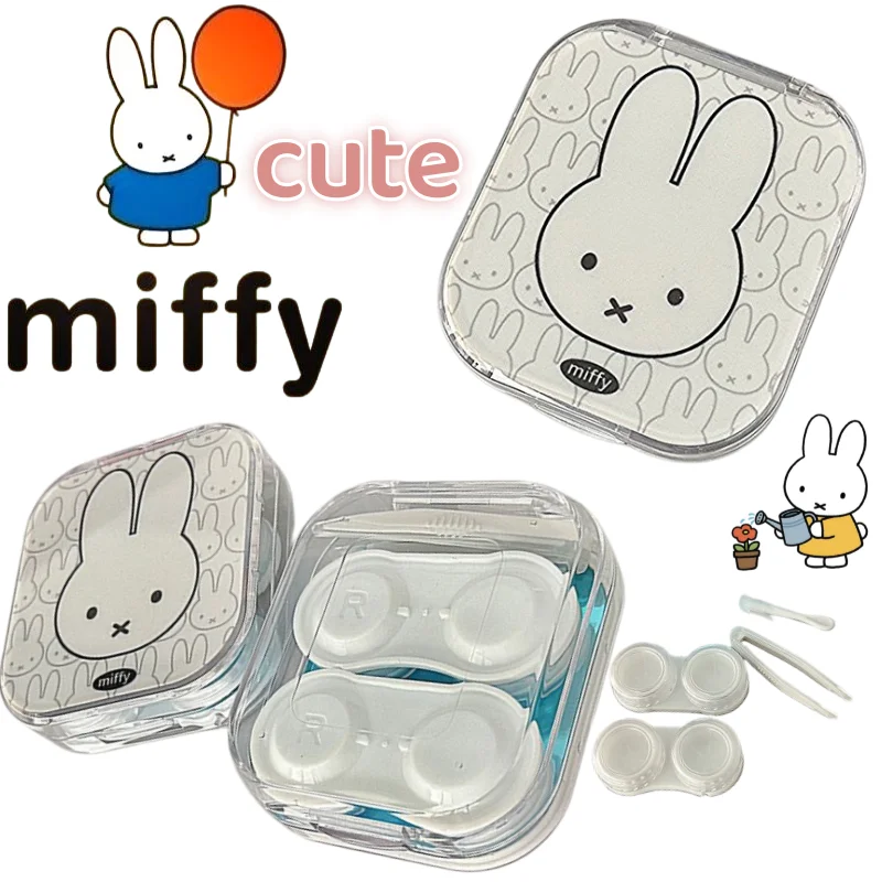 

Креативный футляр для контактных линз Miffy с милым мультяшным принтом кролика, стильный, изысканный, компактный, портативный, для студентов