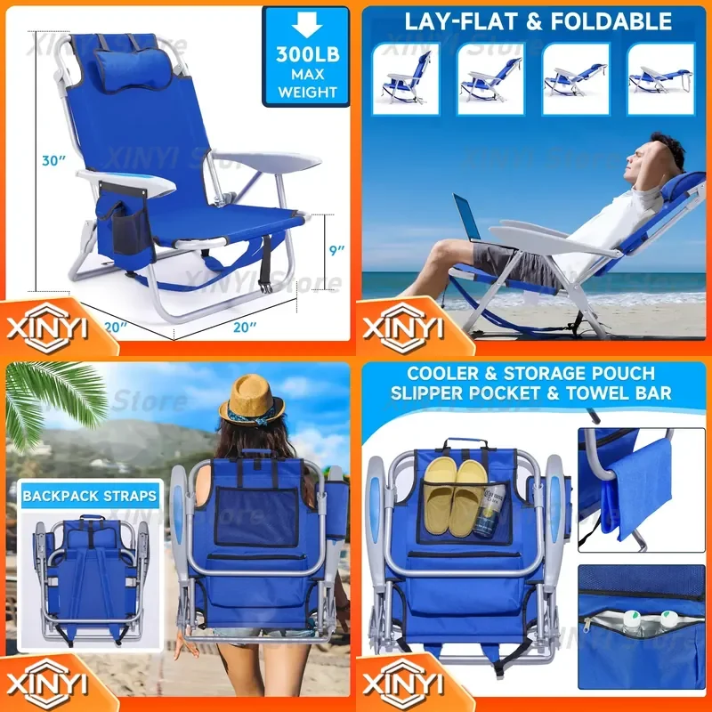 Portable Folding Beach Lounge Chair with Backpack Adjustable Shoulder Strap for Outdoor Camping Travel for adults for beach