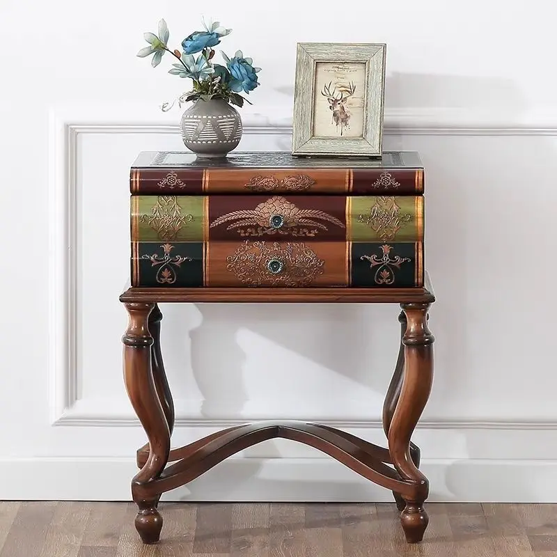 Book modeling phone few painted bedside table storage bedroom retro entrance cabinet