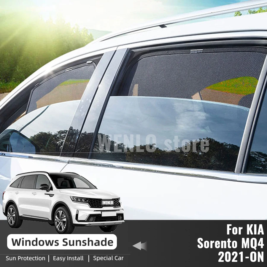 

For Kia Sorento MQ4 2023 2021 2022 Magnetic Car Sunshade Visor Front Rear Windshield Frame Curtain Side Window Sun Shade