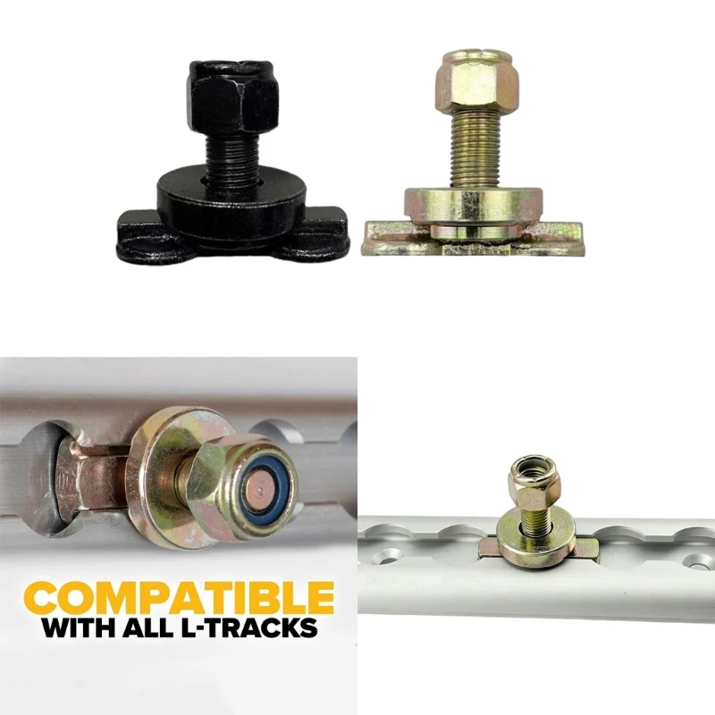L-Track Threaded Fitting Bolt Set, Steel Cargo Tie-Down Hardware, Set of 4 for Trailer Pickup Load Control System M4YD